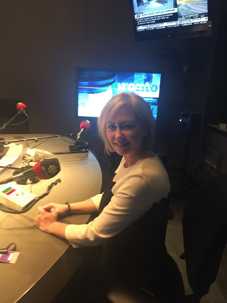 CEO Carey Lucki at the CBC studio.