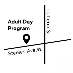 map of intersection of Adult Day program at Dufferin and Steeles