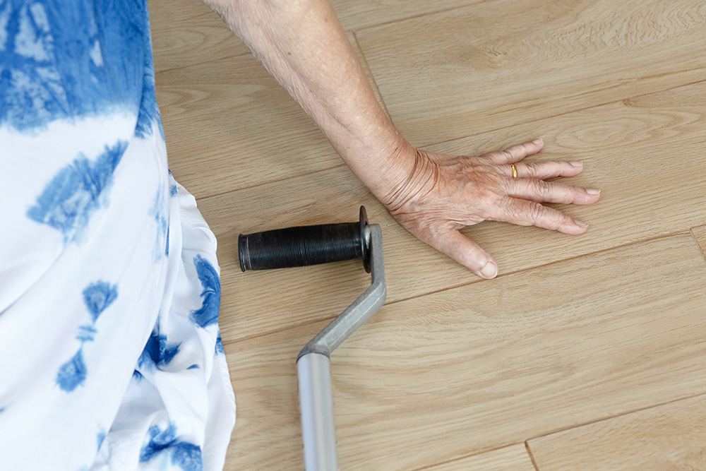 elderly woman falling down at home