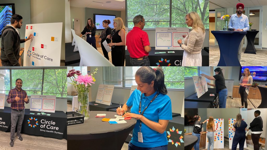 A collage of Circle of Care's open house consultation to decide upon our new vision, mission, and values.