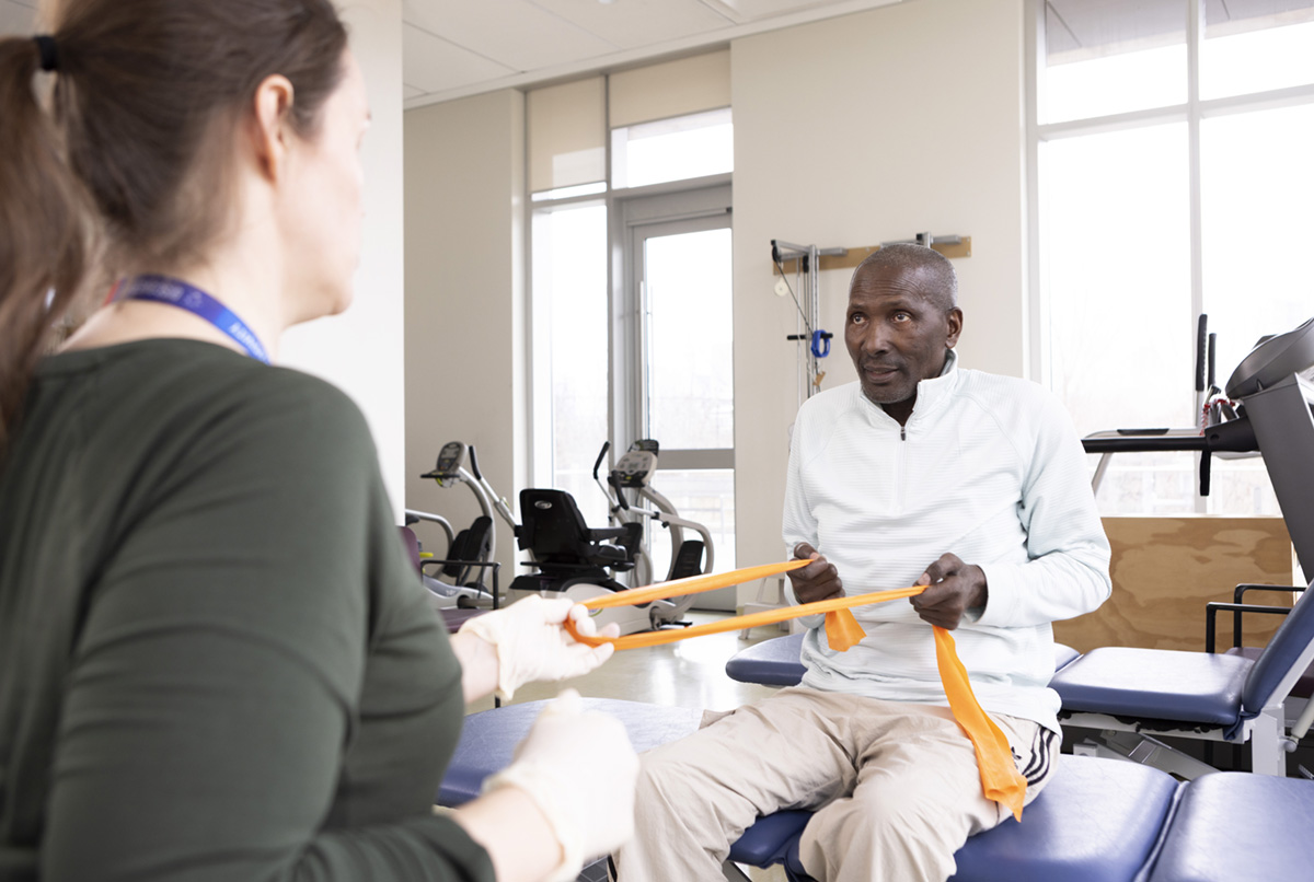 client with physiotherapist at Bridgepoint hospital
