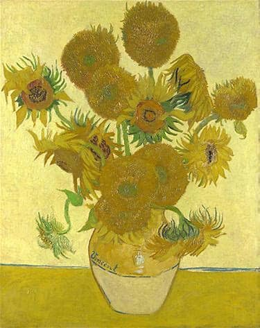 "Sunflowers vase, Van Gogh painting"