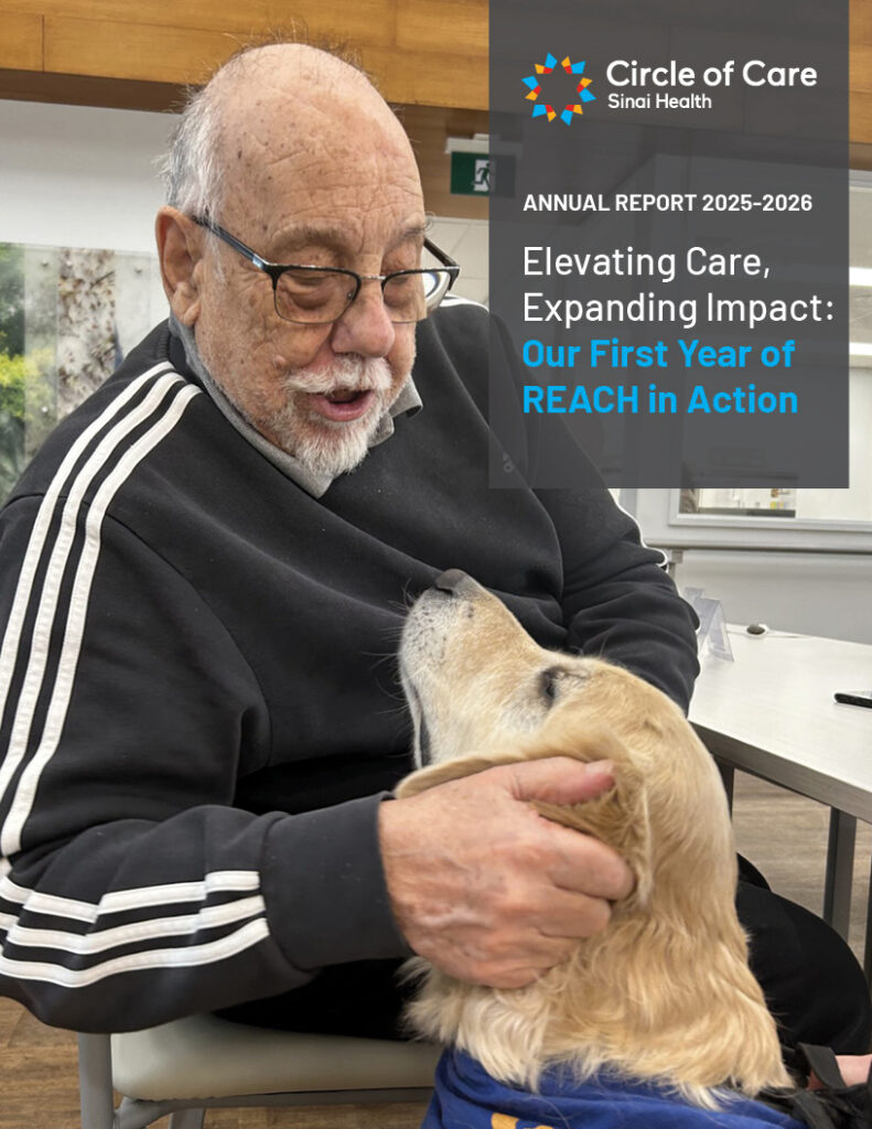 annual report front cover featuring a client with a therapy dog